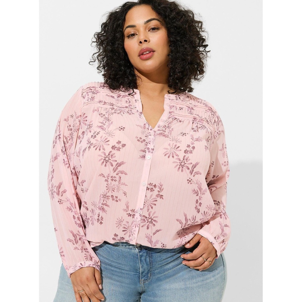 011- Torrid Crinkle Chiffon with Lurex Pintuck Long Sleeve 1/1X